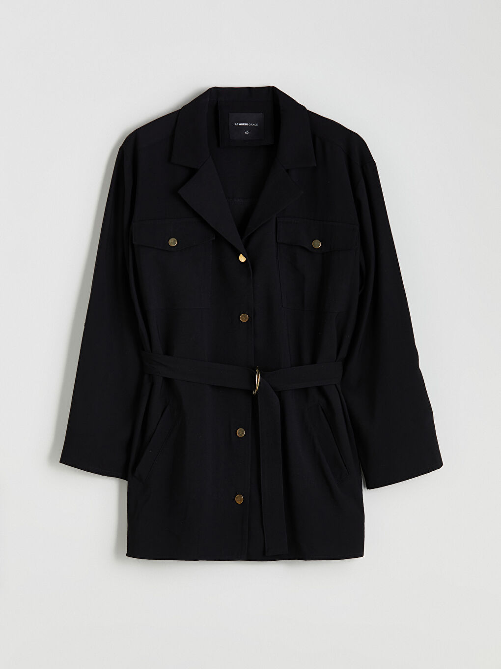 Siyah Beli Kemerli Kadın Ceket-8