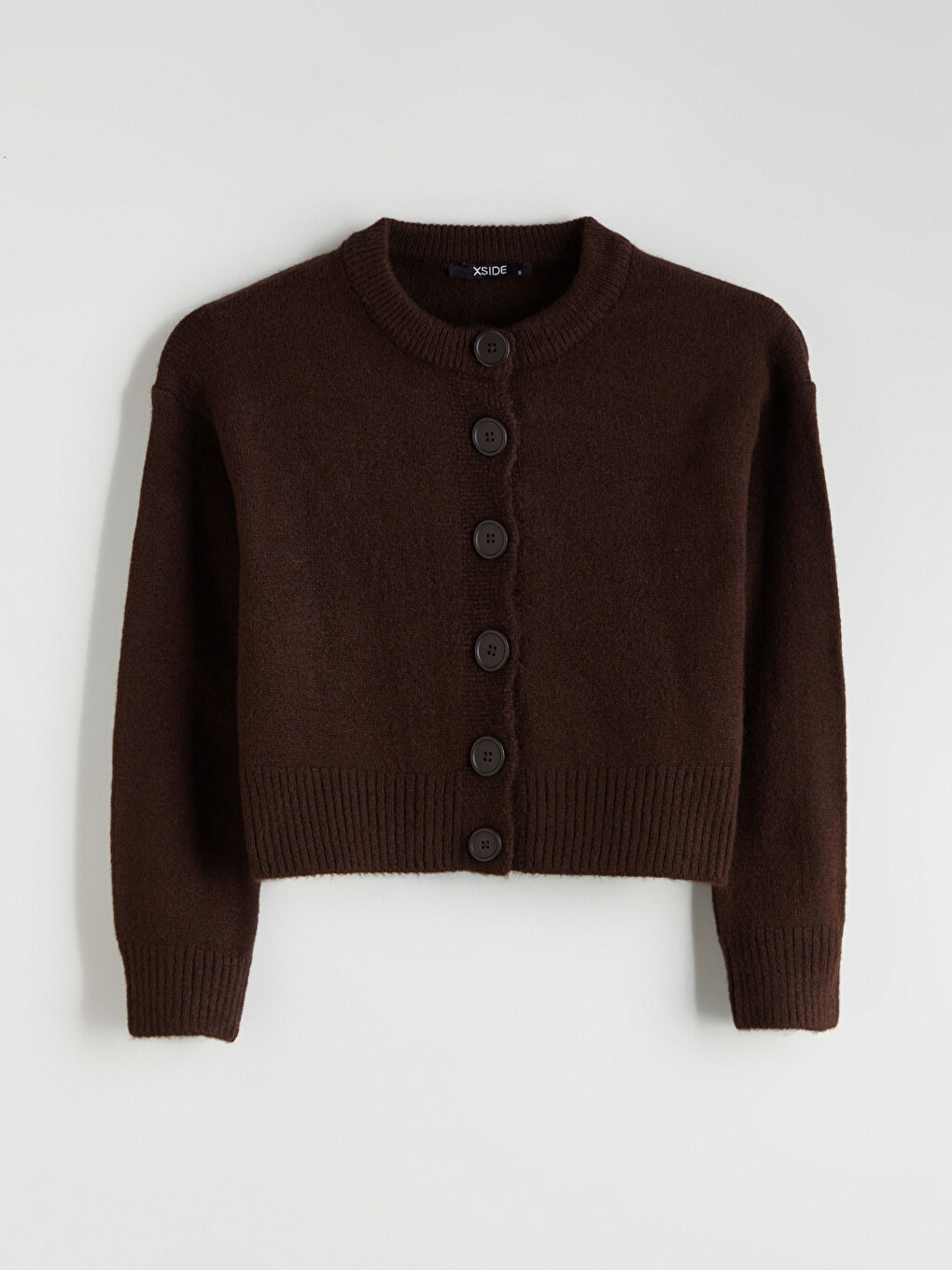 Kahverengi Bisiklet Yaka Kadın Triko Hırka-6