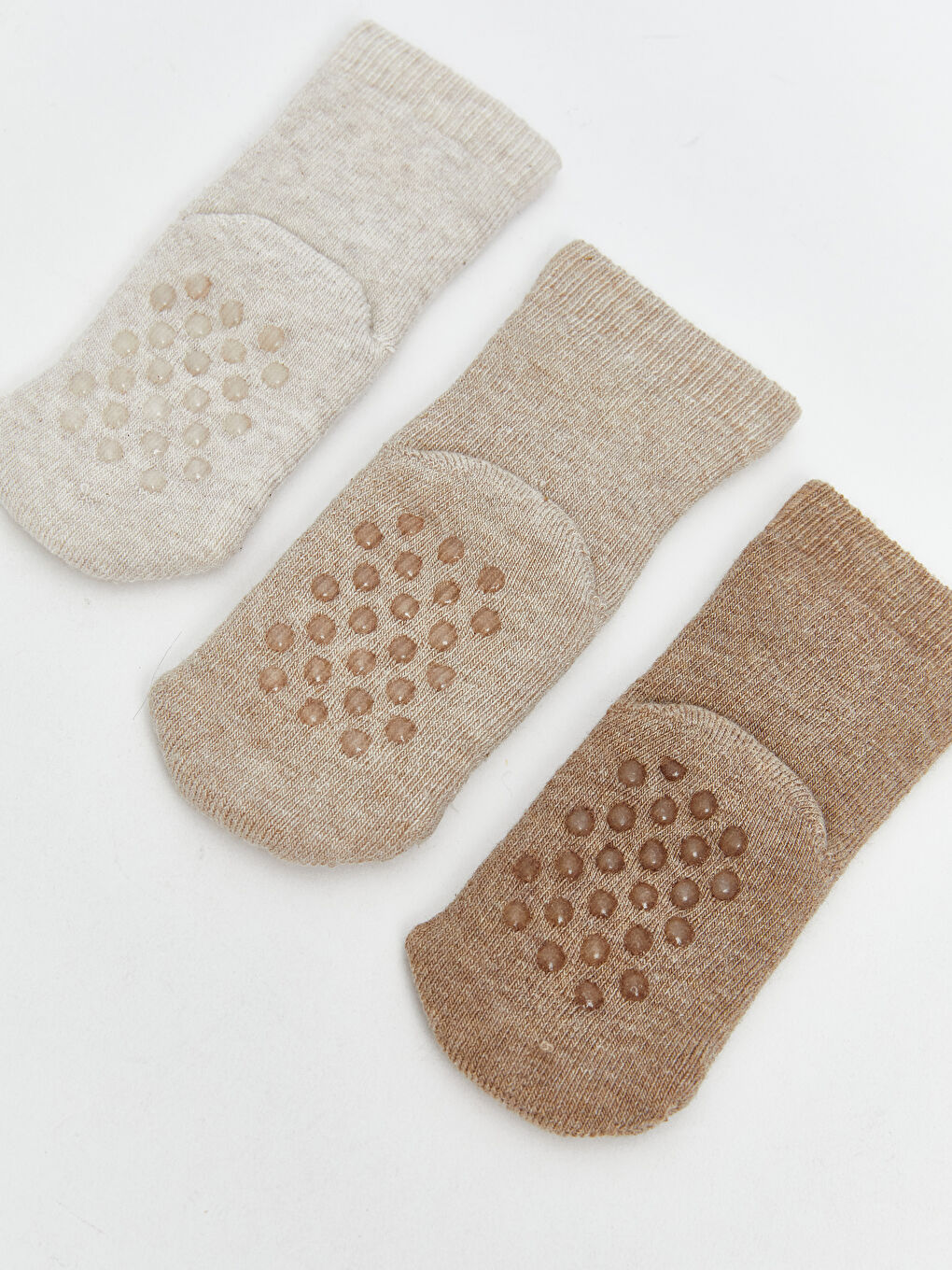 Ekru Desenli Erkek Bebek Havlu Soket Çorap 3'lü-3