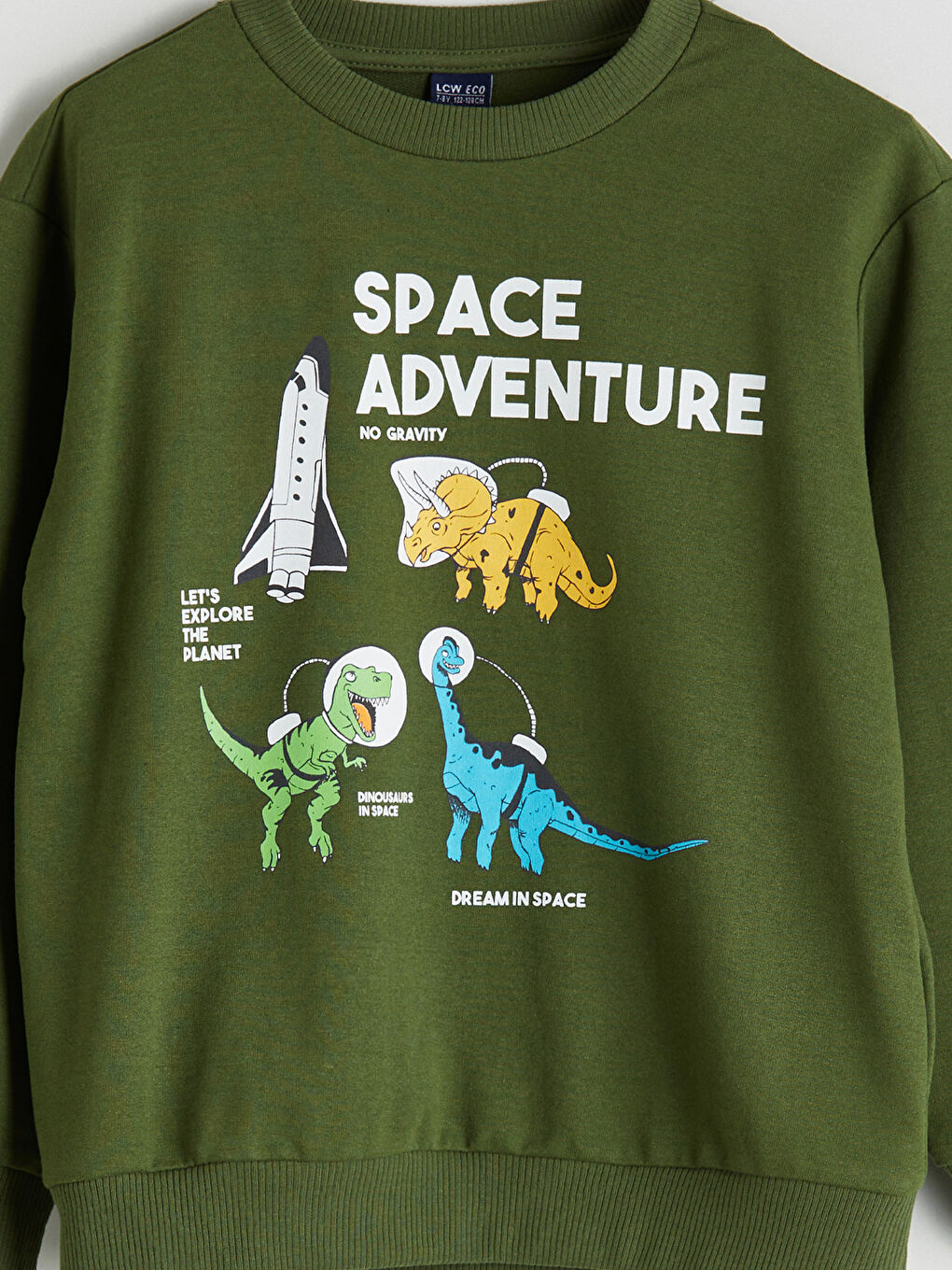 Yeşil Bisiklet Yaka Baskılı Erkek Çocuk Sweatshirt-1