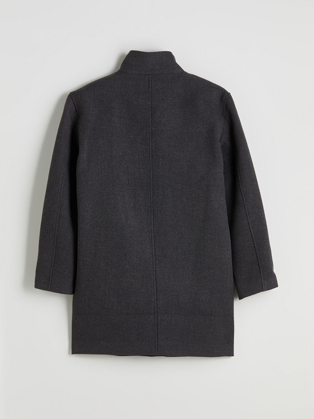 Antrasit Standart Kalıp Dik Yaka Erkek Kaşe Kaban-7