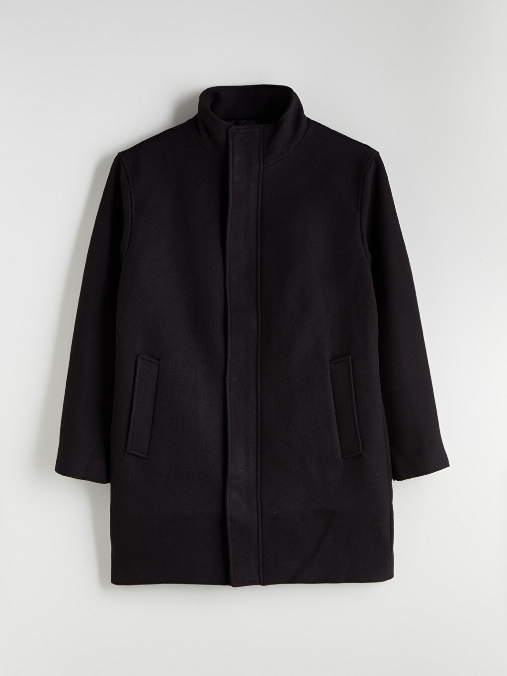 Ерлерге арналған стандартты пішім биік жағалы каше пальто-5