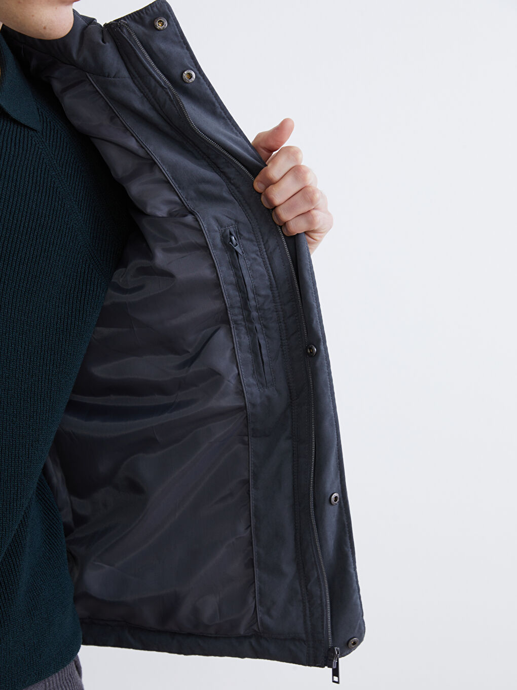 Antrasit Standart Kalıp Dik Yaka Erkek Şişme Yelek-3