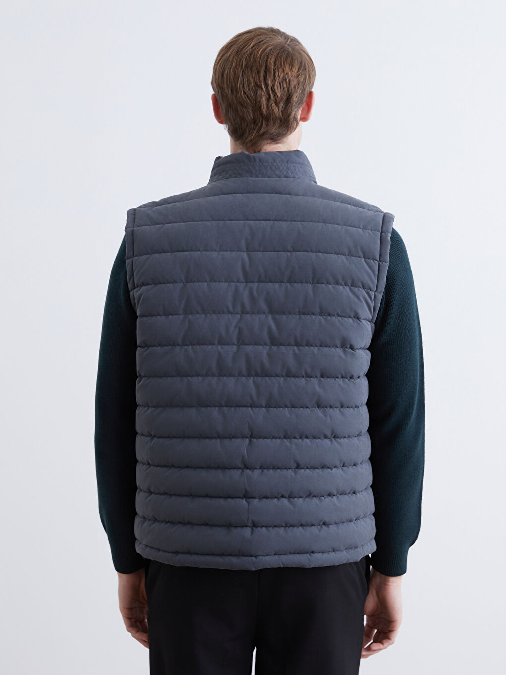 Antrasit Standart Kalıp Dik Yaka Erkek Şişme Yelek-4