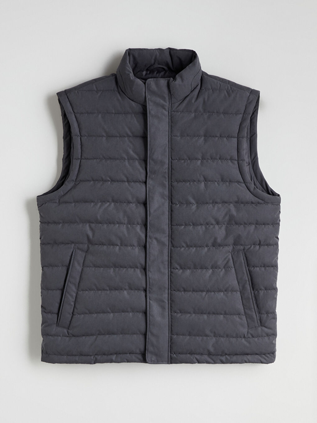 Antrasit Standart Kalıp Dik Yaka Erkek Şişme Yelek-5