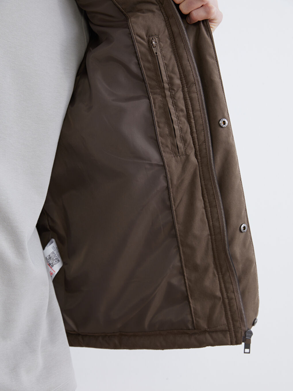 Kahverengi Standart Kalıp Dik Yaka Erkek Şişme Yelek-3