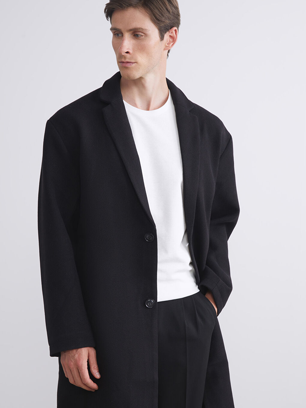 Ерлерге арналған стандартты өрнексіз каше пальто