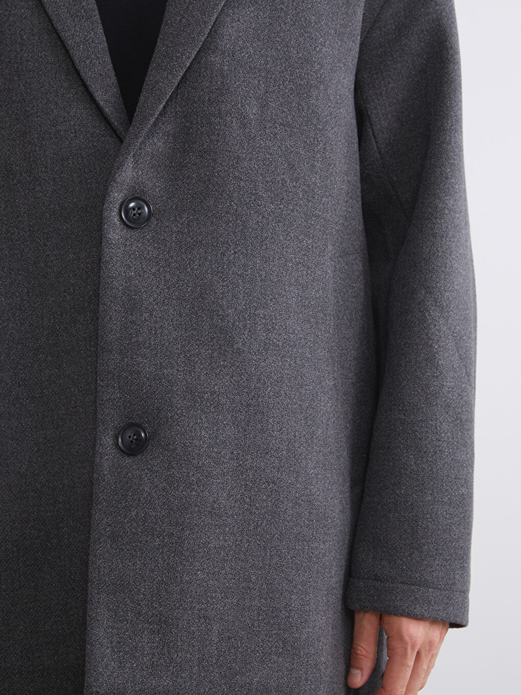 Antrasit Standart Kalıp Erkek Kaşe Kaban-3