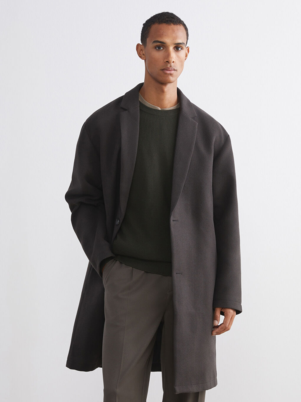 معطف كاشيت بسيط رجال-4