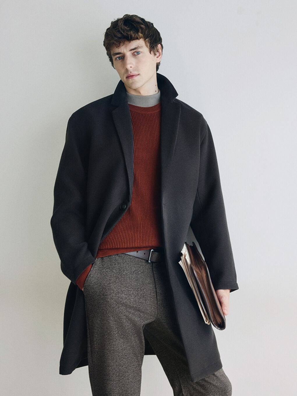 معطف كاشيت بسيط رجال-2