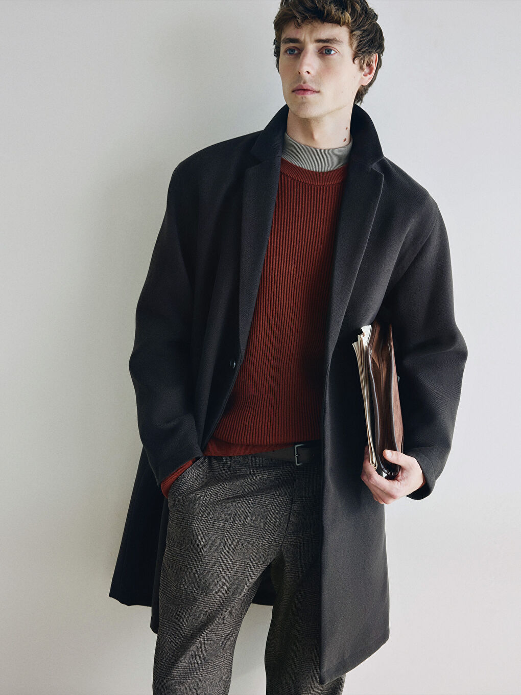 معطف كاشيت بسيط رجال-1