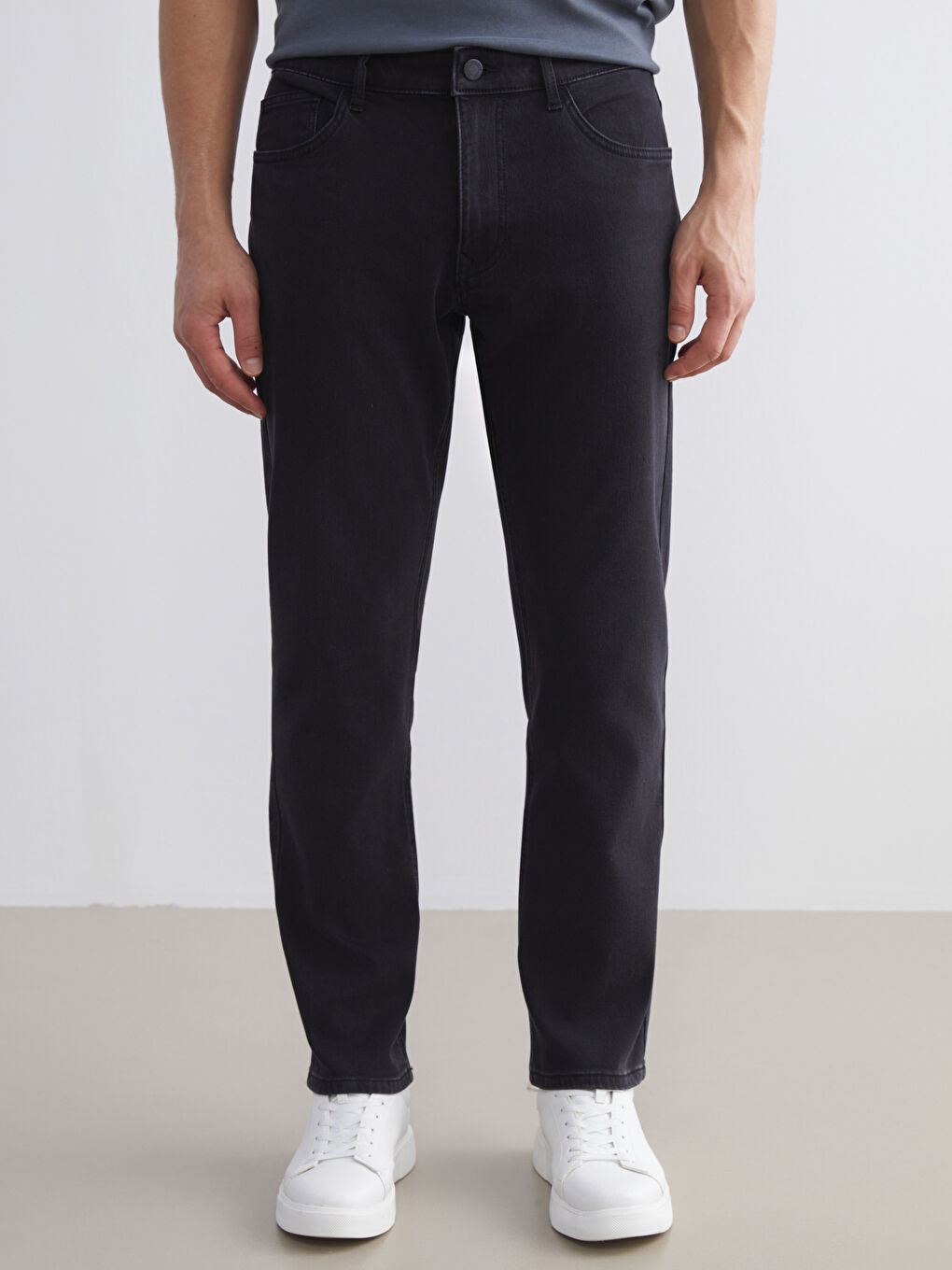 Siyah 779 Regular Fit İçi Polarlı Kışlık Erkek Jean Pantolon-1