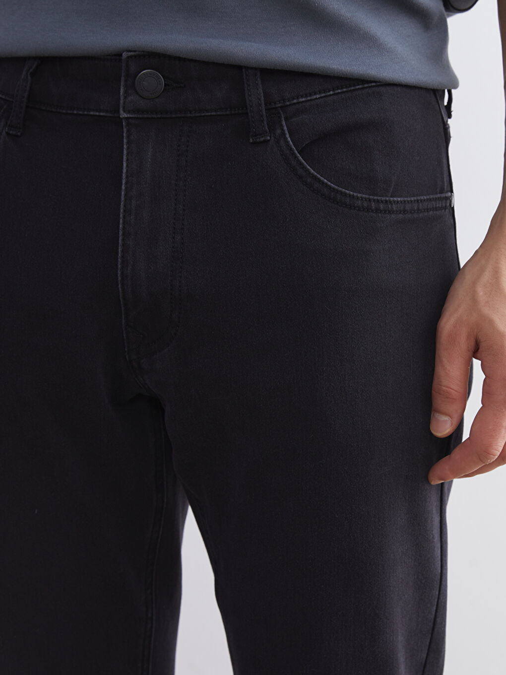 Siyah 779 Regular Fit İçi Polarlı Kışlık Erkek Jean Pantolon-2