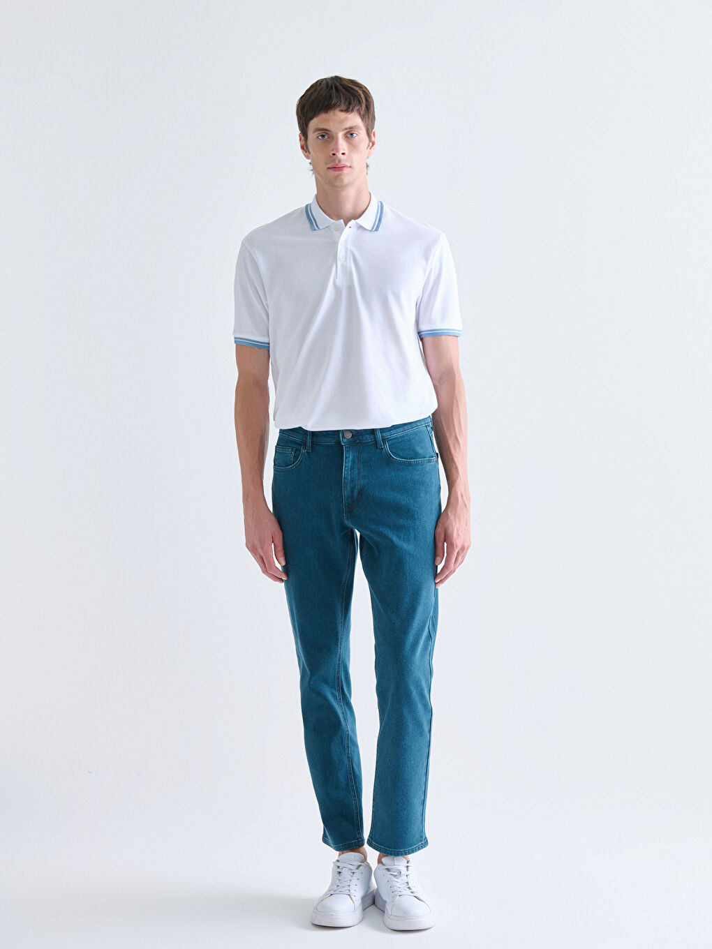 Yeşil 779 Regular Fit İçi Polarlı Kışlık Erkek Jean Pantolon