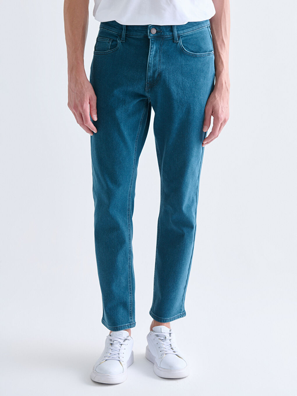 Yeşil 779 Regular Fit İçi Polarlı Kışlık Erkek Jean Pantolon-1