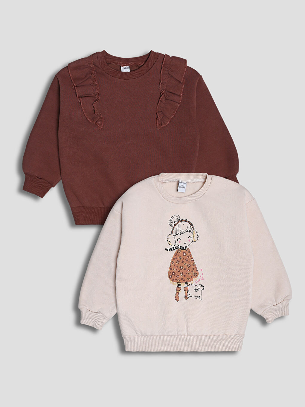 Crew Neck Girls' T-Shirt Set (2 Pieces)
