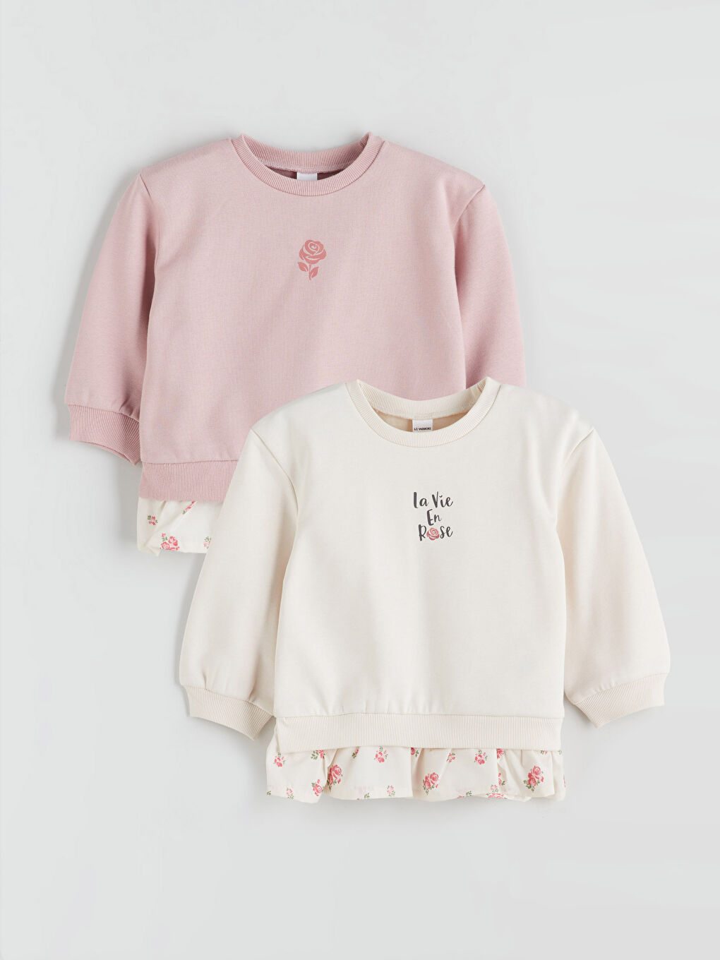 Crew Neck Printed Girls Sweatshirt 2 Pack