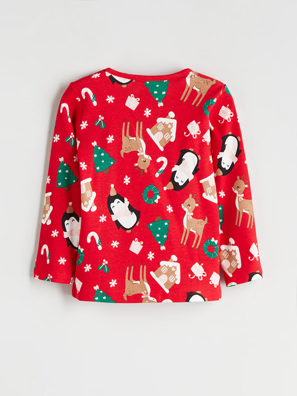 Crew Neck Christmas Themed Baby Girls' Pyjama Set-2