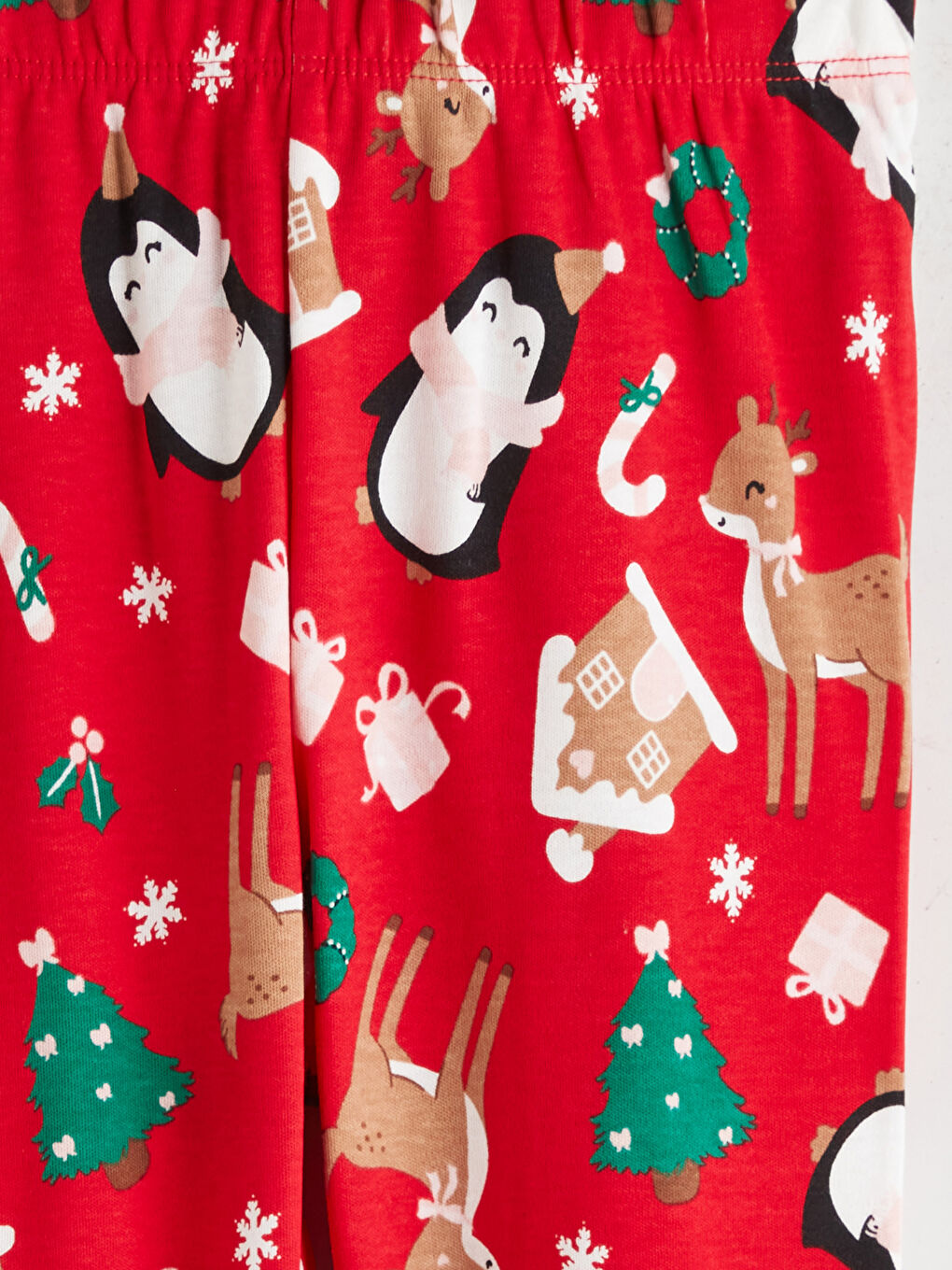 Crew Neck Christmas Themed Baby Girls' Pyjama Set-6