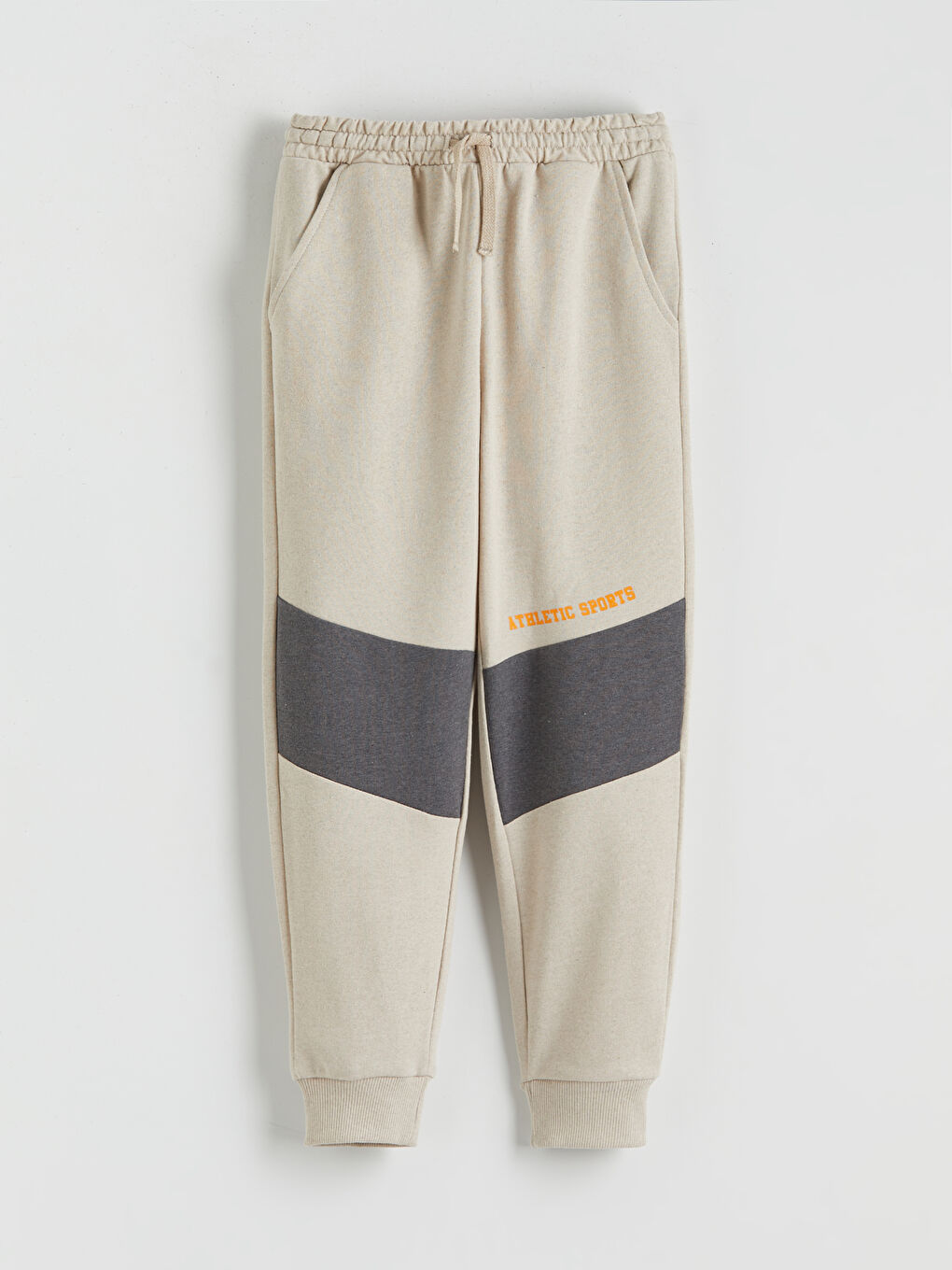 Bej Beli Lastikli Erkek Çocuk Jogger Eşofman Altı