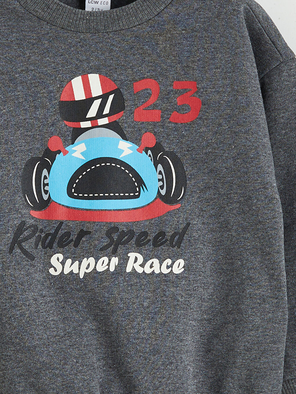 Gri Bisiklet Yaka Baskılı Erkek Çocuk Sweatshirt-2