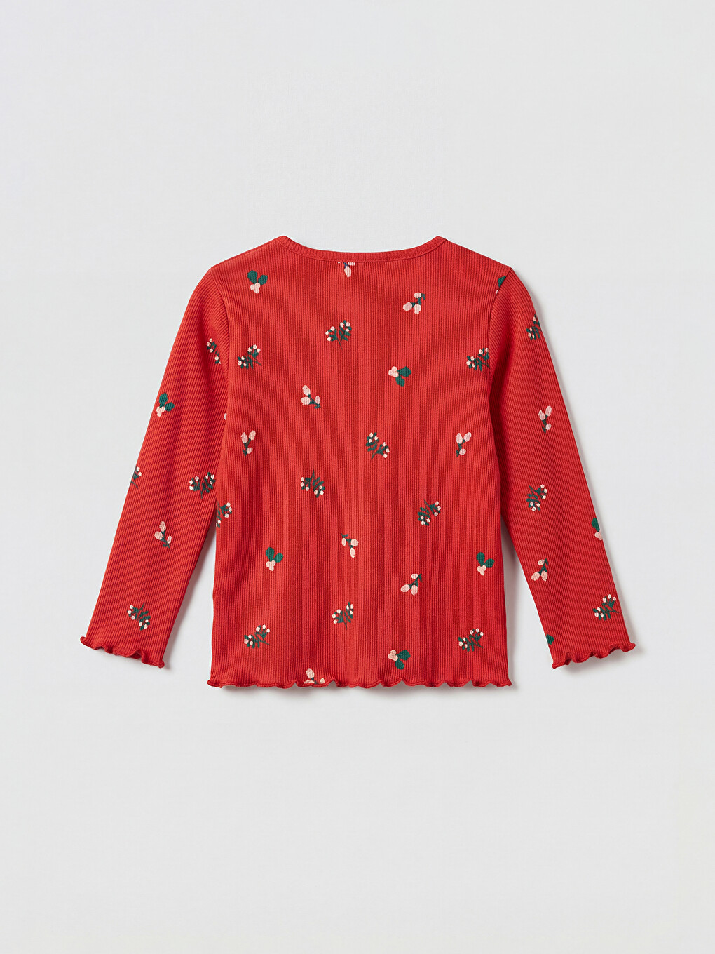 Kırmızı Çiçek Desenli Kız Bebek Pijama Takımı-3