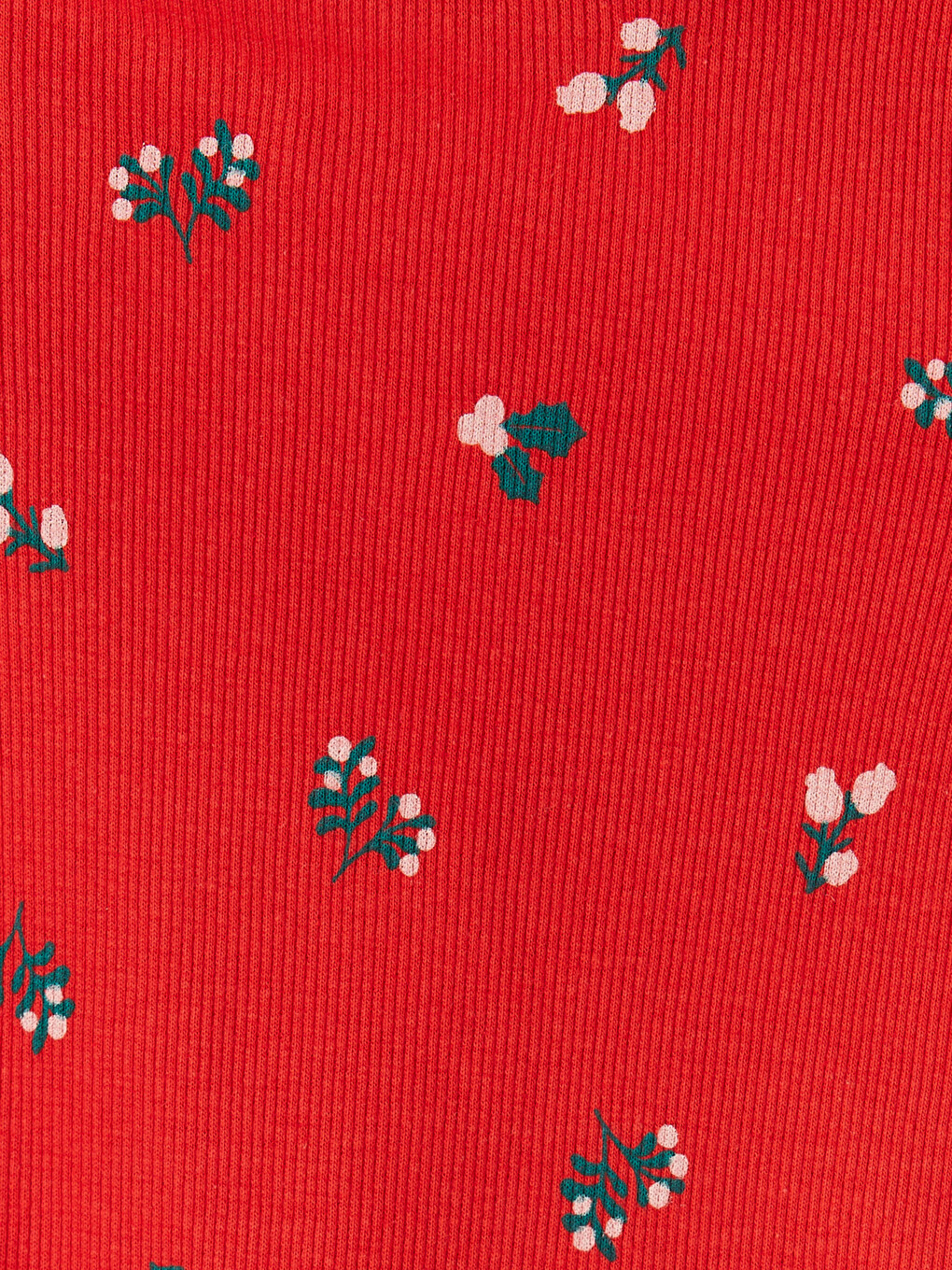 Kırmızı Çiçek Desenli Kız Bebek Pijama Takımı-5