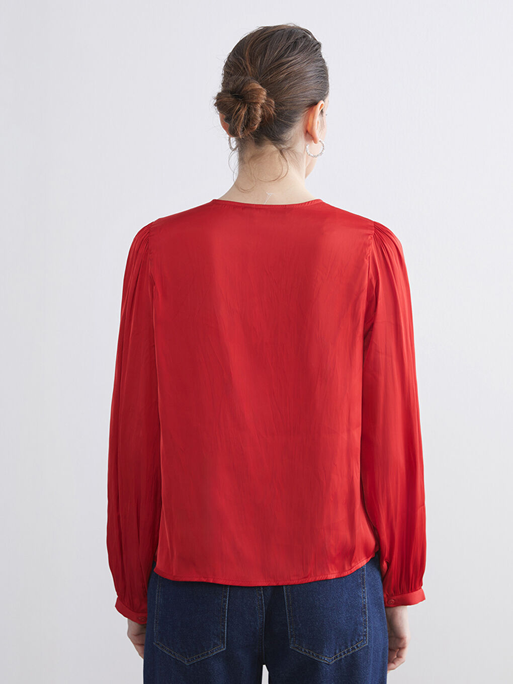 Әйелдер қызыл Блузка-3