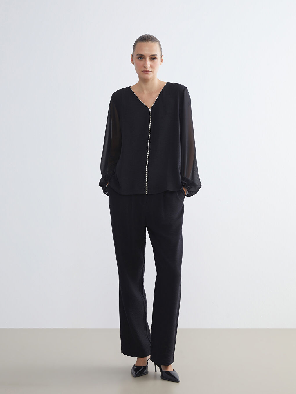 Әйелдер қара Блузка-1