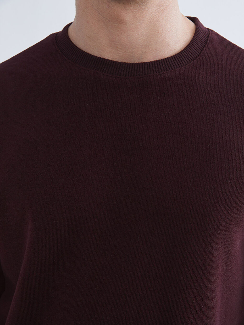 Bordo Bisiklet Yaka Erkek Sweatshirt-2