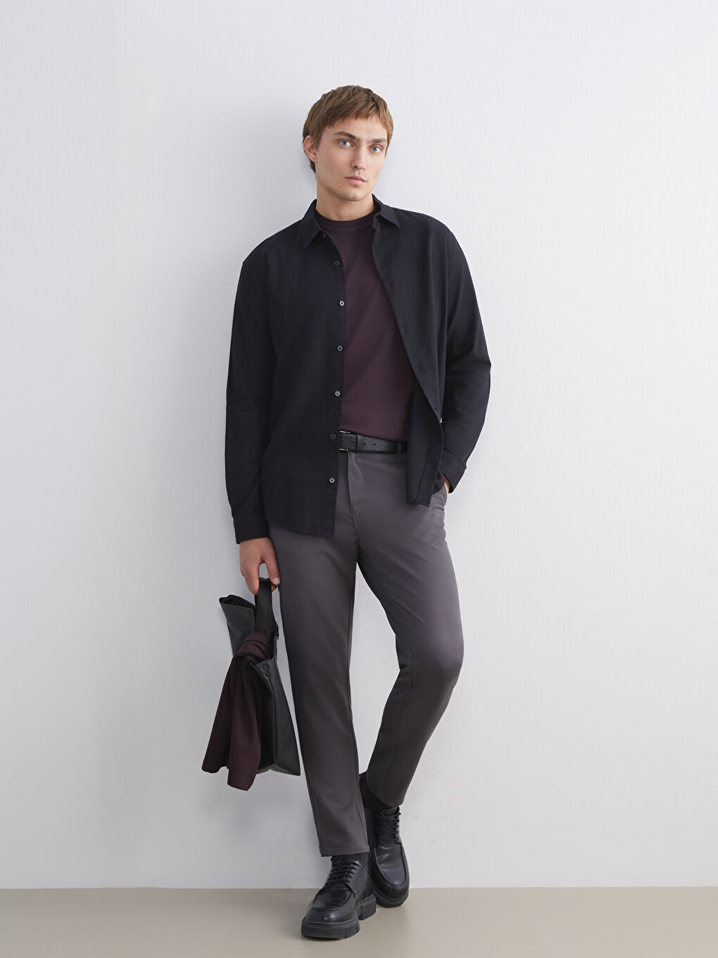 Regular Fit Long Sleeve Gabardine Men's Shirt-1