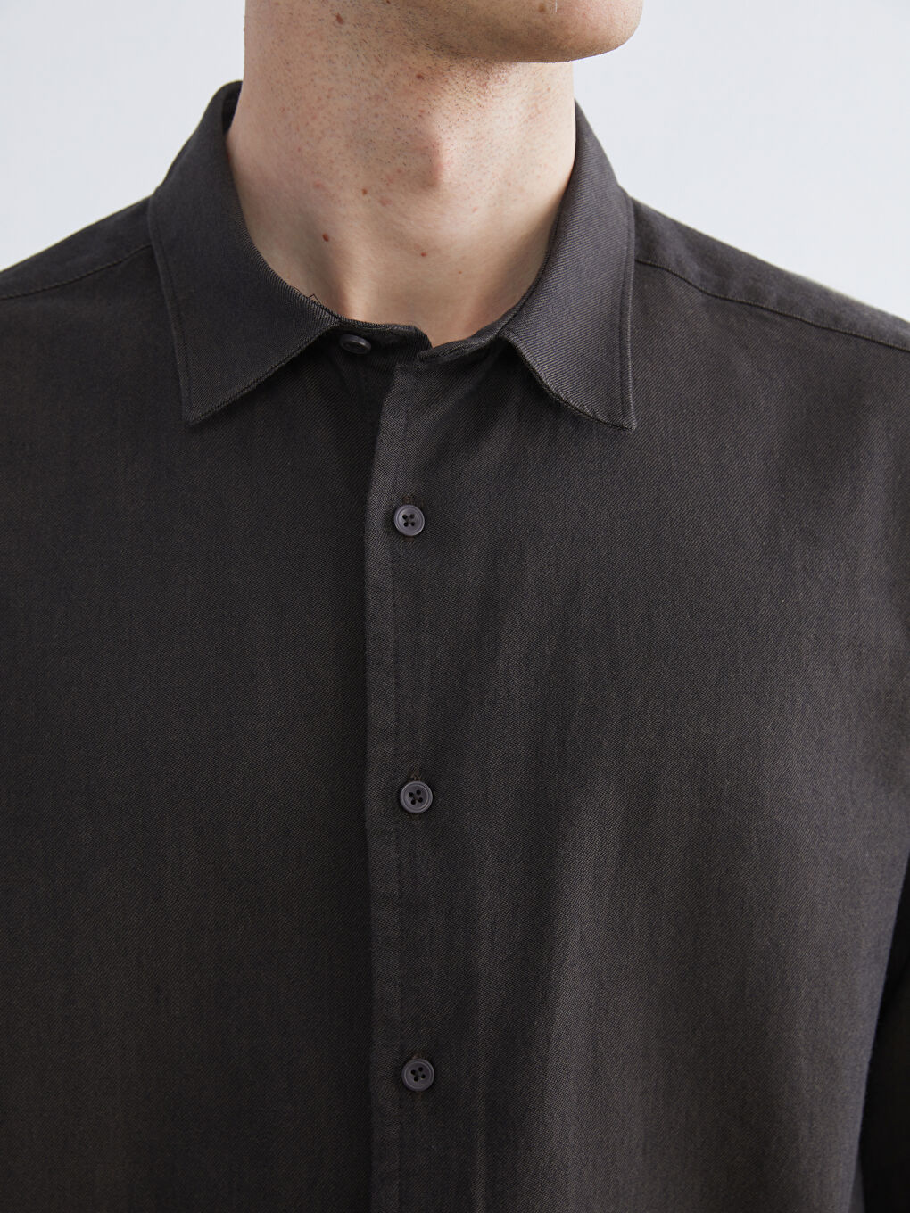 Kahverengi Regular Fit Uzun Kollu Gabardin Erkek Gömlek-2