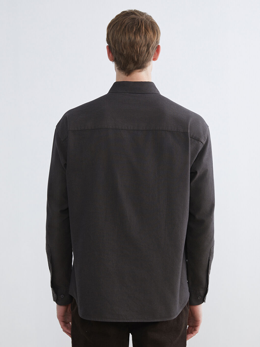 Kahverengi Regular Fit Uzun Kollu Gabardin Erkek Gömlek-3