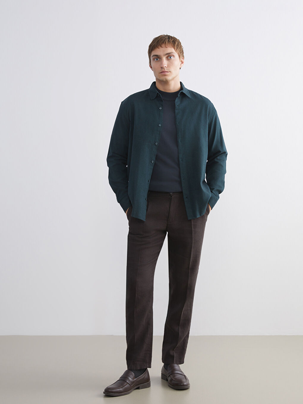 Regular Fit Long Sleeve Gabardine Men's Shirt-1