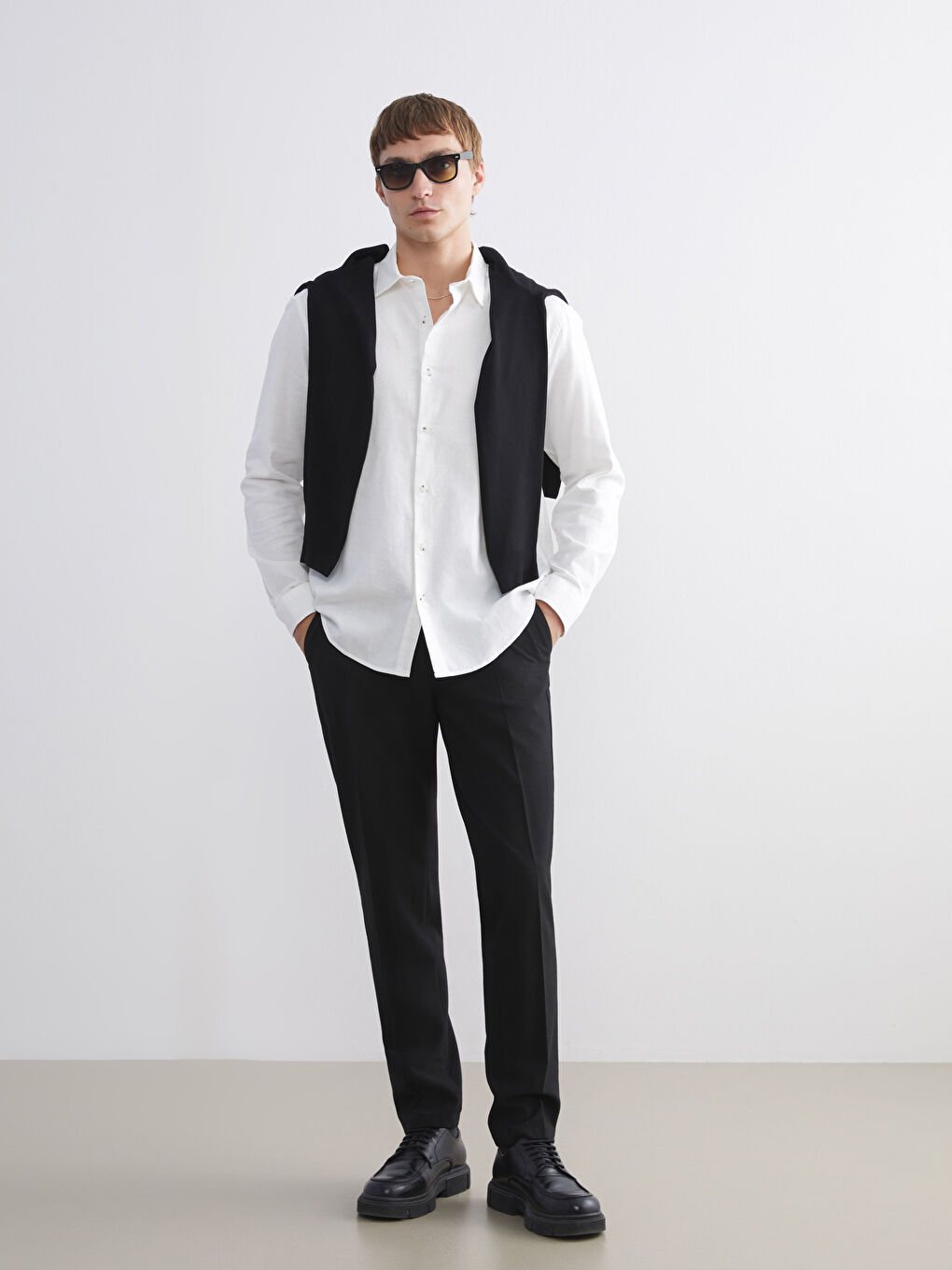 Regular Fit Long Sleeve Gabardine Men's Shirt-1