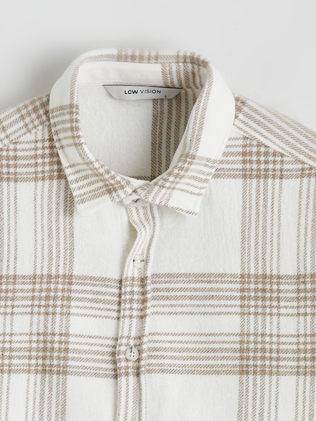 Bej Regular Fit Uzun Kollu Ekose Erkek Gömlek Ceket-5