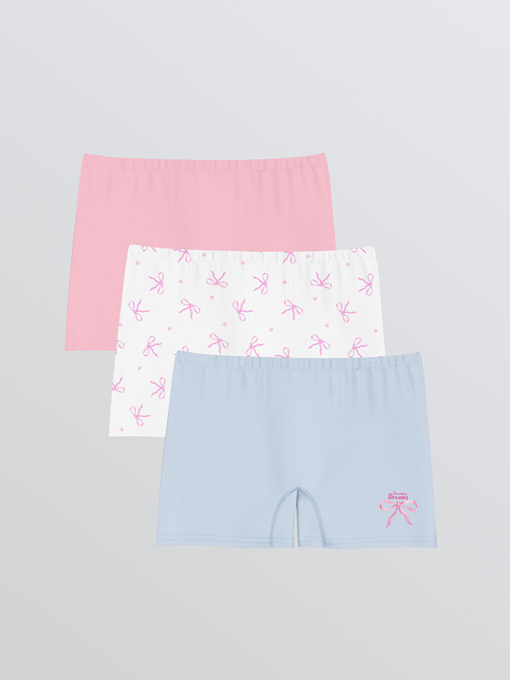 Bow Printed Girls' Boxer 3-Pack