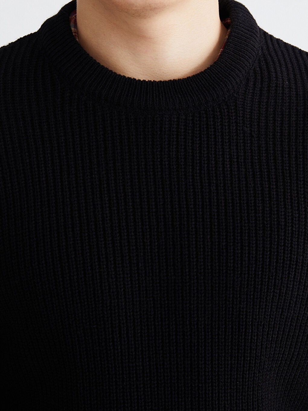 Crew Neck Long Sleeve Men's Tricot Sweater-2