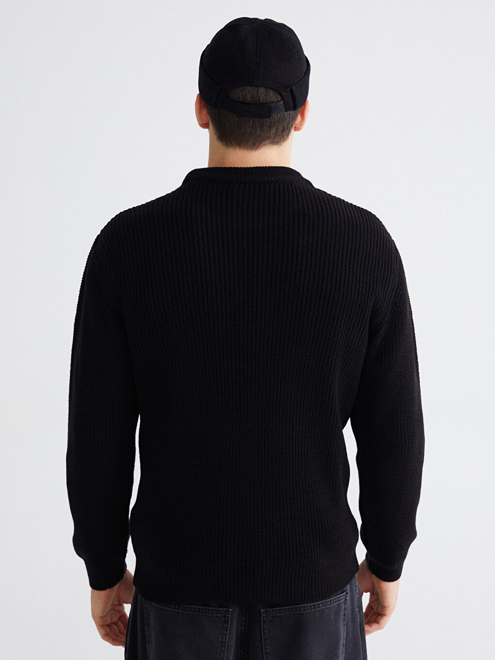 Crew Neck Long Sleeve Men's Tricot Sweater-3