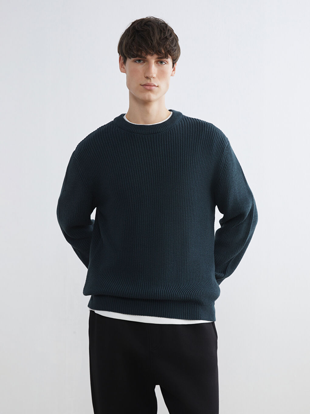 Petrol Bisiklet Yaka Erkek Triko Kazak