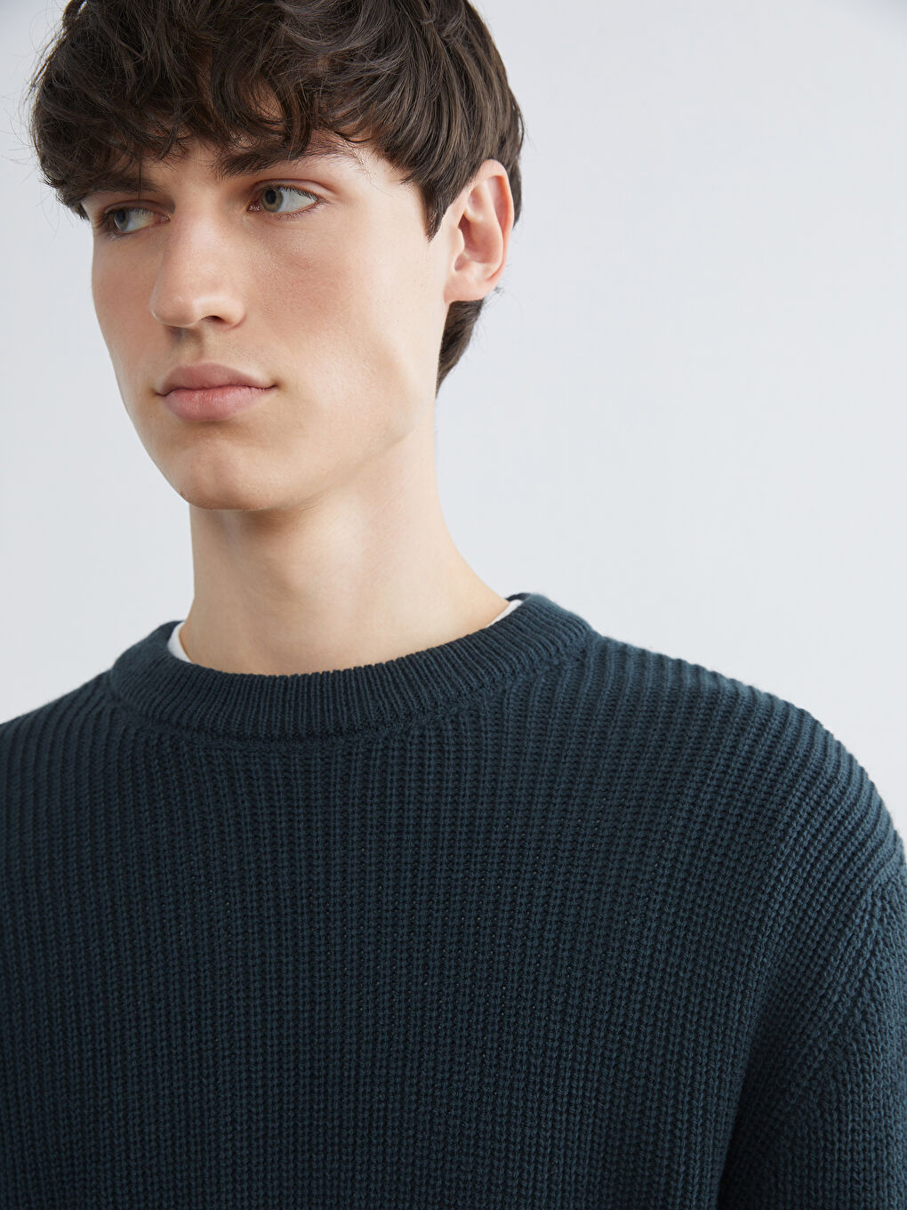 Petrol Bisiklet Yaka Erkek Triko Kazak-2