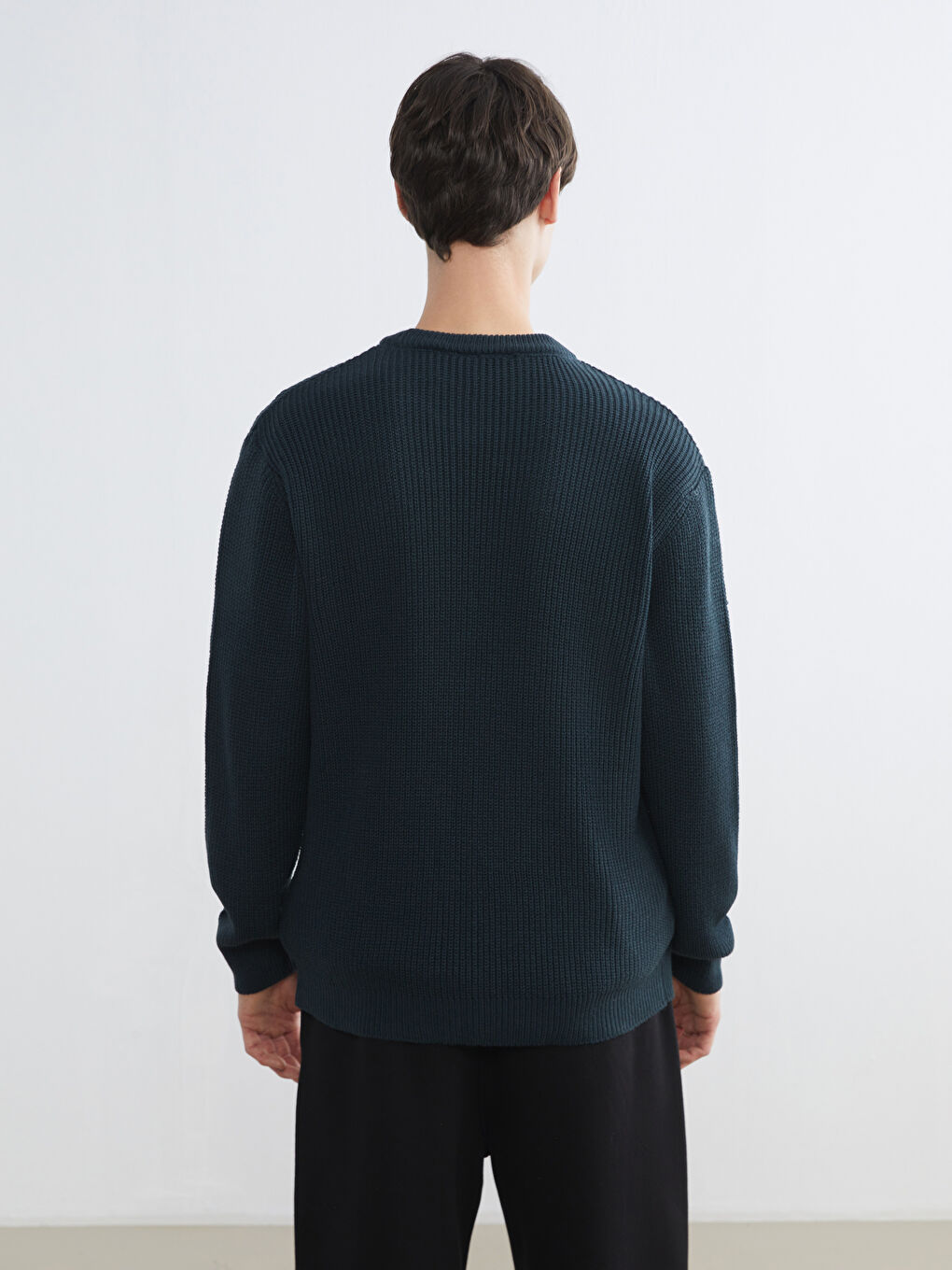 Petrol Bisiklet Yaka Erkek Triko Kazak-3