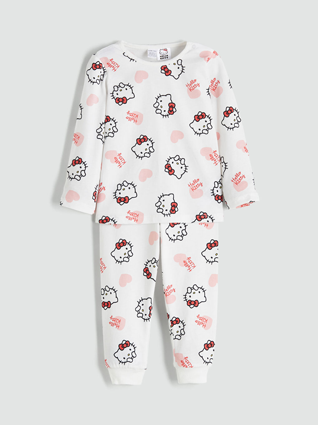 LCW baby Štampana Pidžama Komplet za Bebe Devojčice Hello Kitty -W5G097Z1-LRA