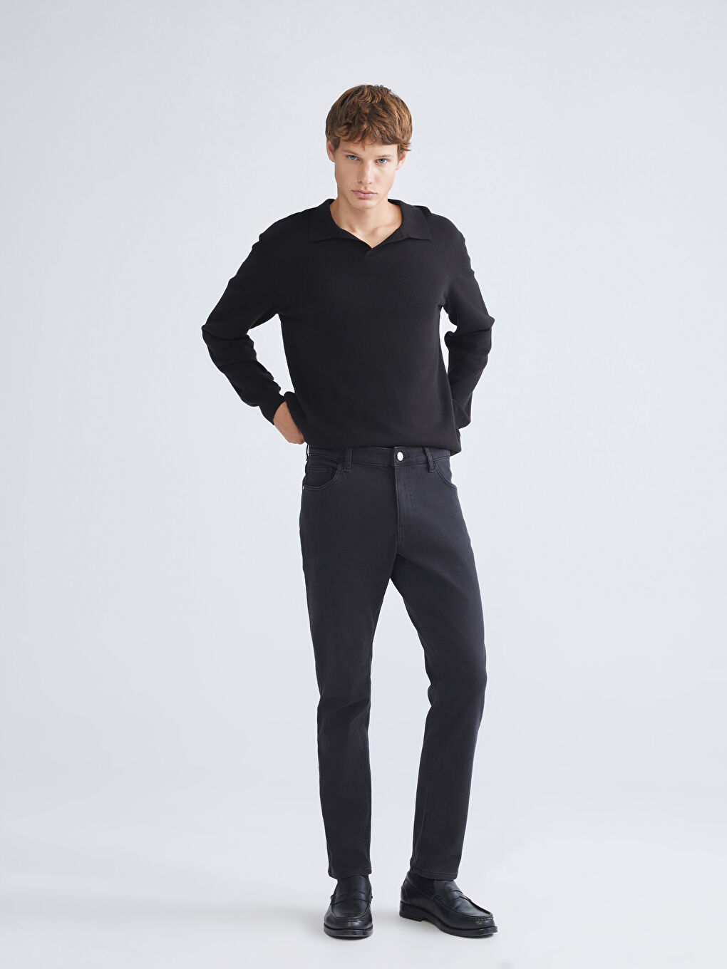 Siyah 750 Slim Fit İçi Polarlı Kışlık Erkek Jean Pantolon