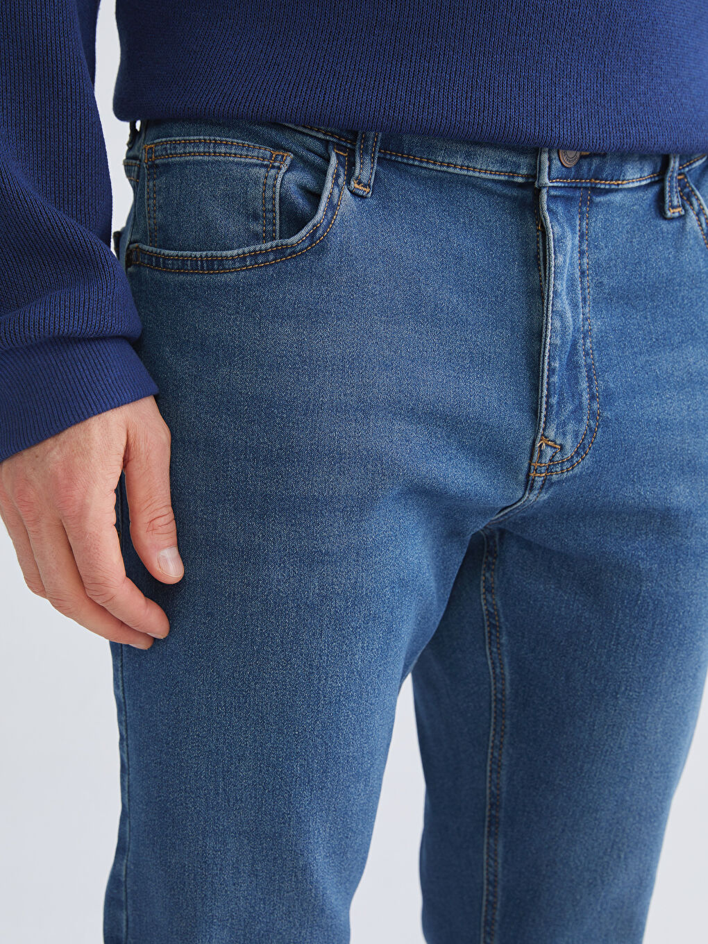 İndigo 750 Slim Fit İçi Polarlı Kışlık Erkek Jean Pantolon-2