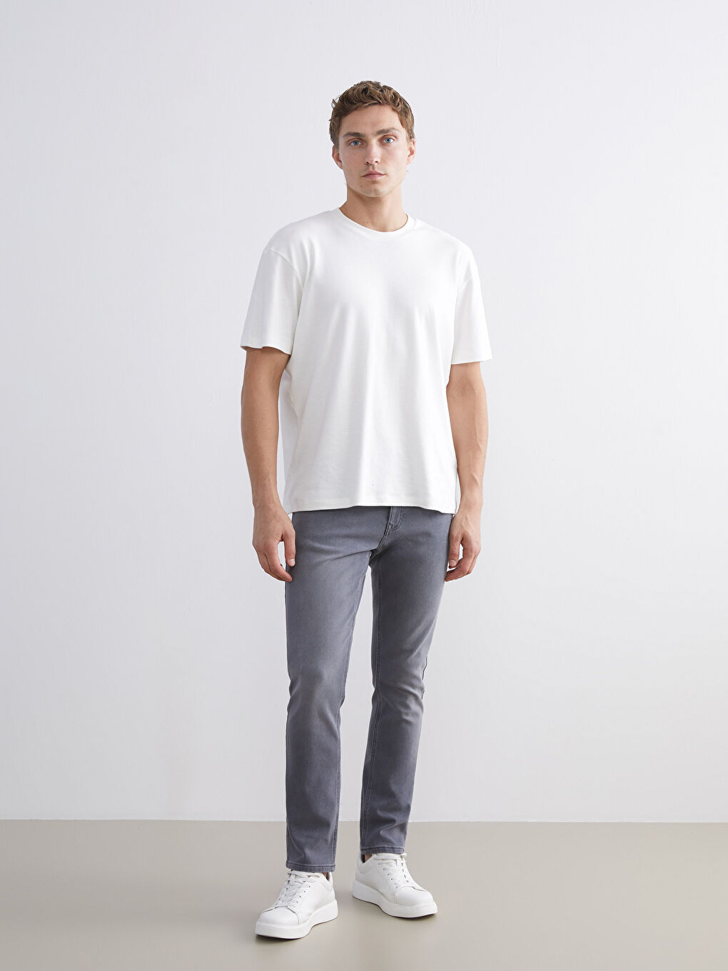 Gri 750 Slim Fit İçi Polarlı Kışlık Erkek Jean Pantolon