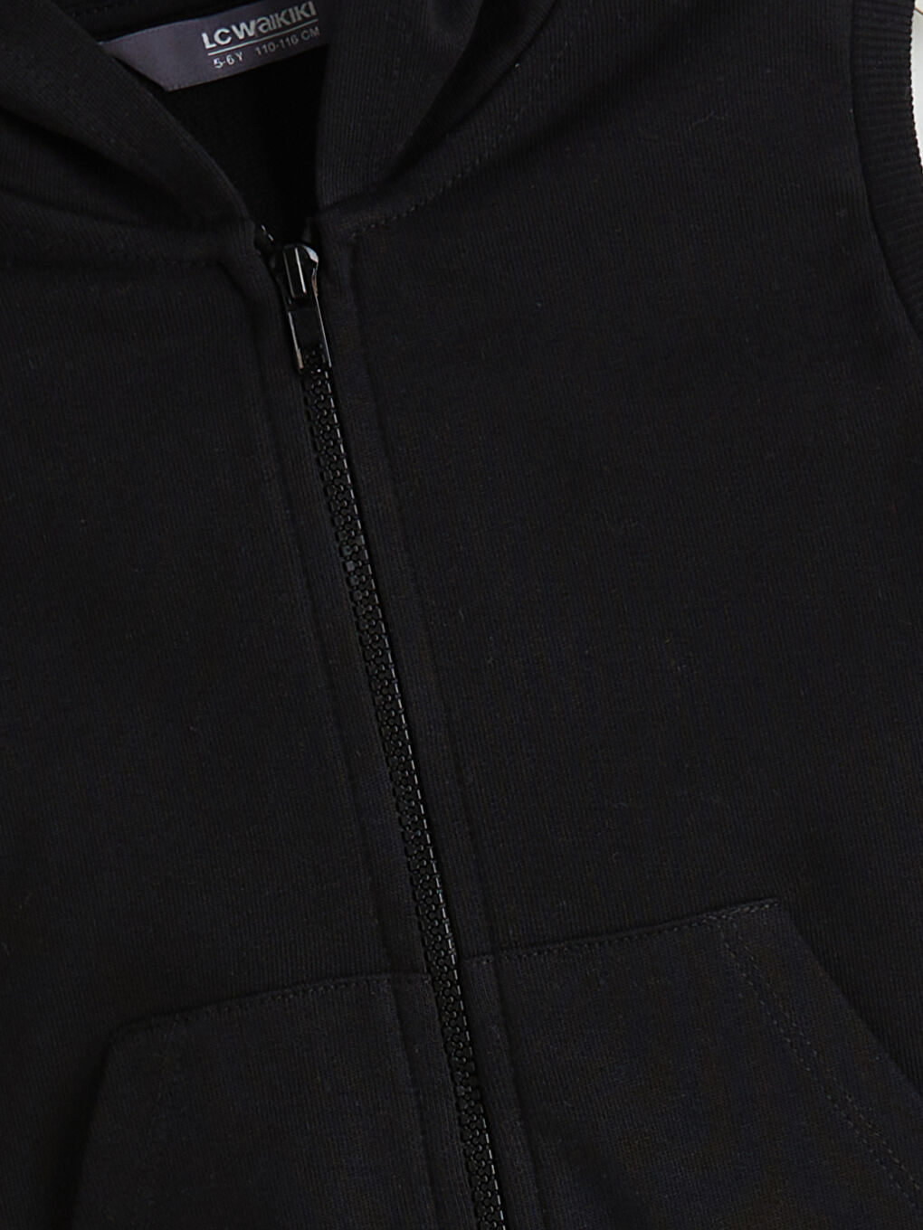 Siyah Kapüşonlu Kız Çocuk Yelek-1