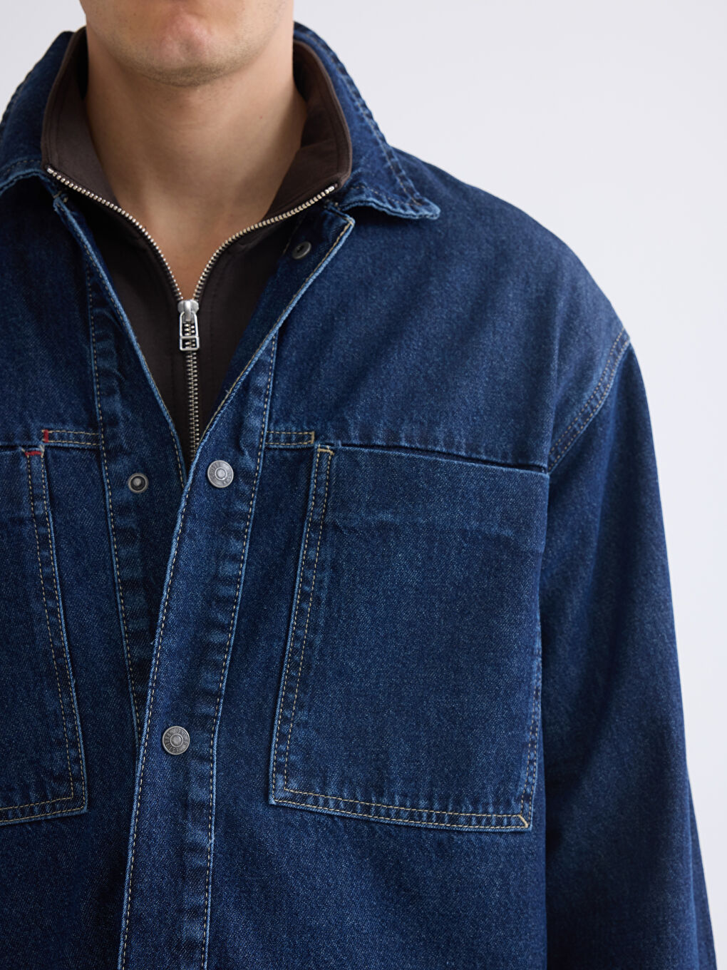 İndigo Rahat Kalıp Erkek Jean Ceket-2