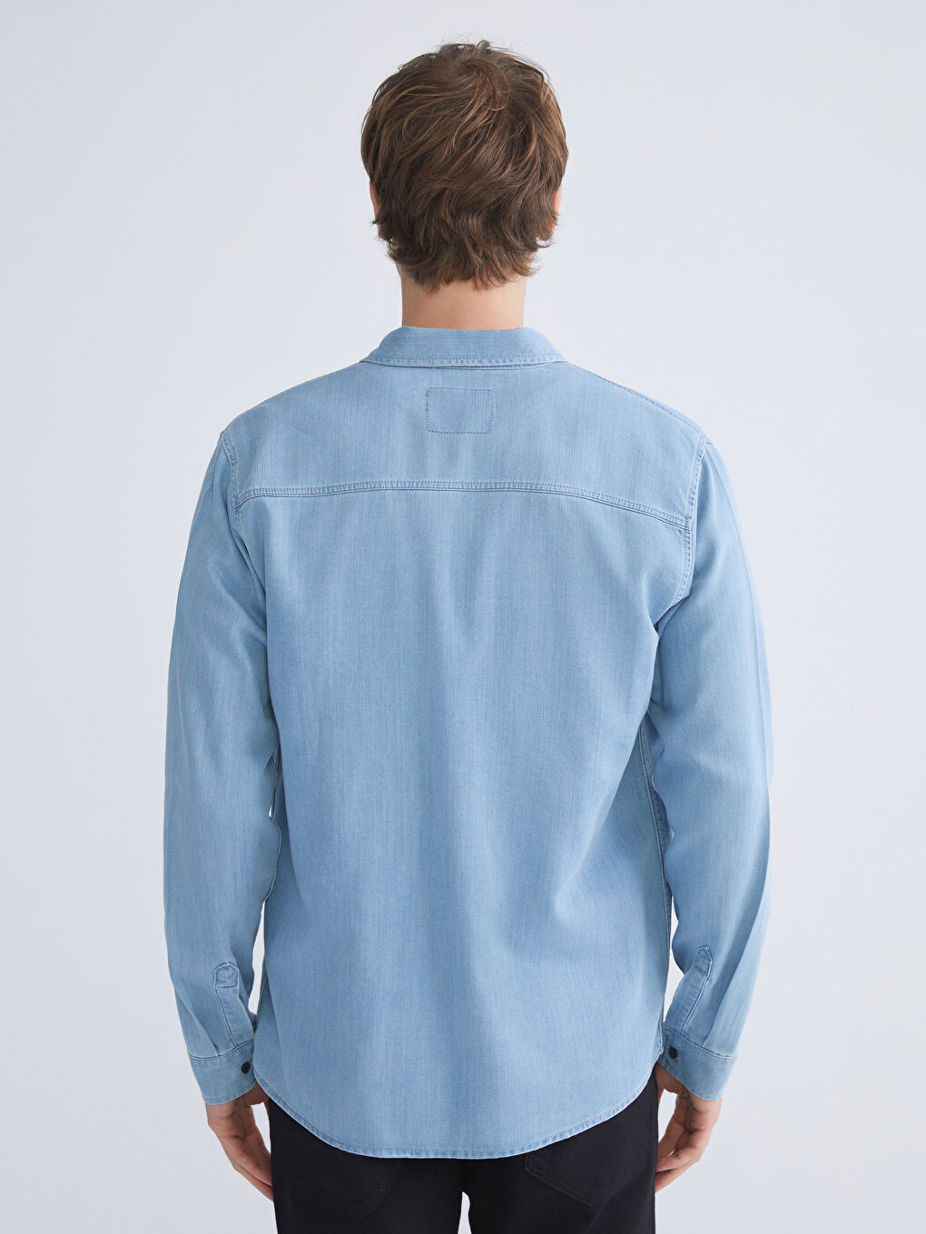 İndigo Regular Fit Uzun Kollu Erkek Jean Gömlek-4