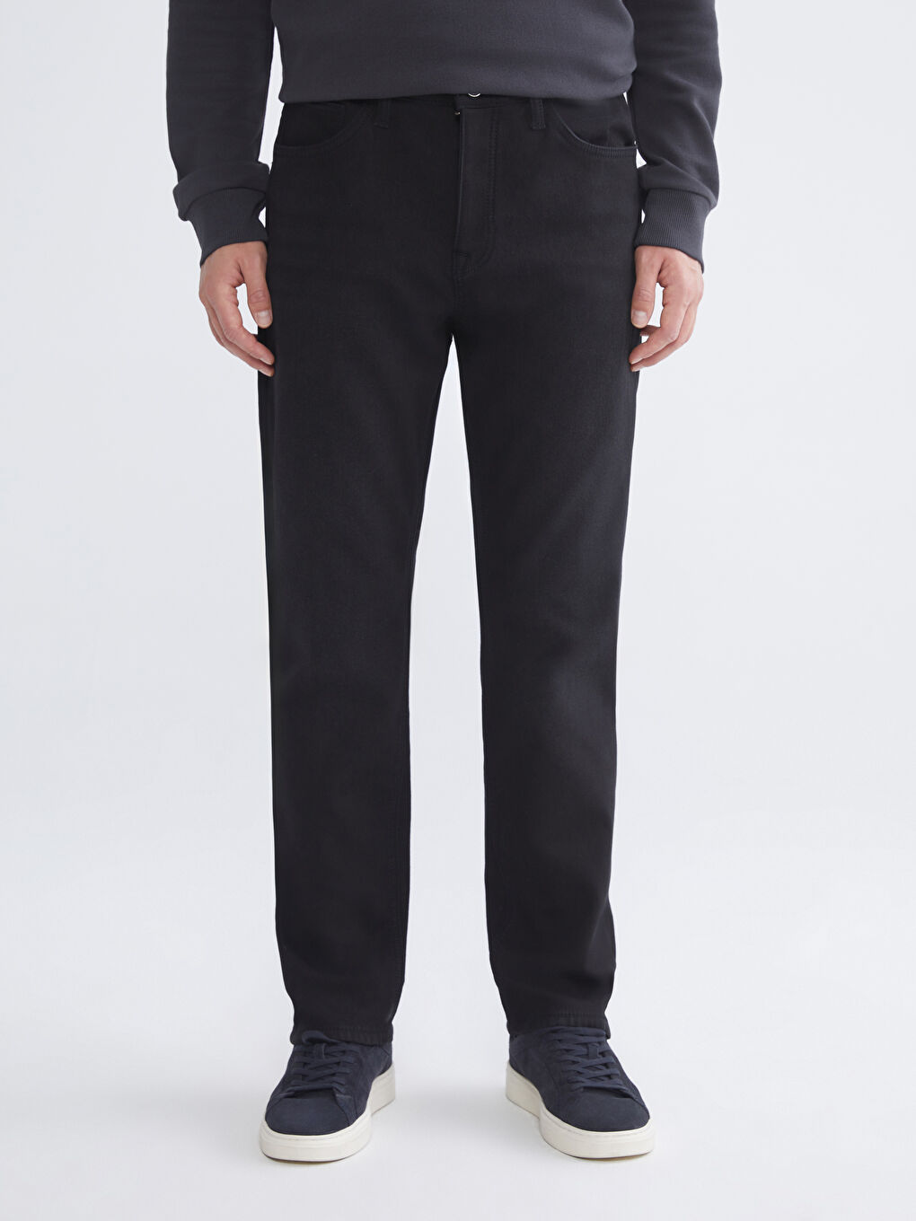 Siyah 779 Regular Fit İçi Polarlı Kışlık Erkek Jean Pantolon-1